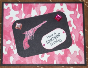 439 Female Birthday - Pink Camo with Gun