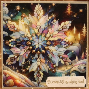 907a Christmas - Stained Glass Snowflake w/trees