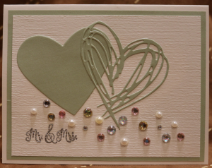 823b Wedding - Double Hearts with jewels